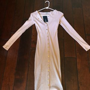 Brand New Light Pink Button Up Fashion Nova Dress